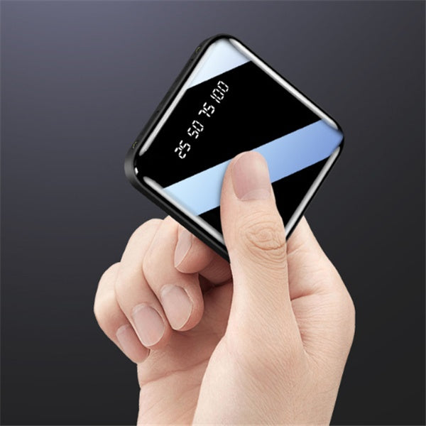 Mini Power Bank da 20.000 mAh con display digitale a specchio | Caricabatterie USB portatile compatto con più uscite