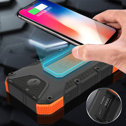 Power Bank solare con bussola e ricarica rapida | 20.000–26.800 mAh | Batteria esterna ad alta resistenza per campeggio ed emergenze