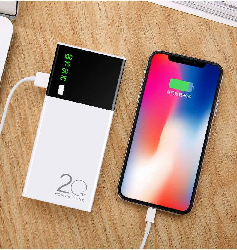Power bank ad alta capacità da 20000 mAh | Caricabatterie portatile veloce con batteria 18650 e design compatto