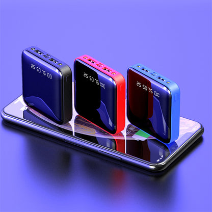 Mini Power Bank da 20.000 mAh con display digitale a specchio | Caricabatterie USB portatile compatto con più uscite