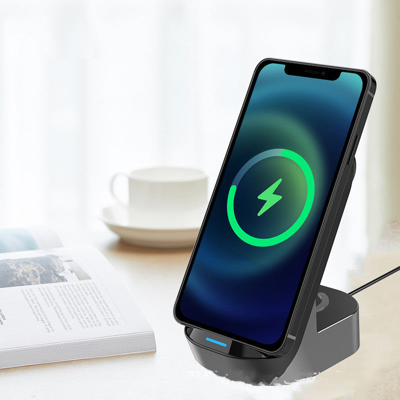 Caricabatterie wireless pieghevole 3 in 1 da 15 W | Supporto verticale per telefono, orologio e cuffie | Ricarica rapida USB-C