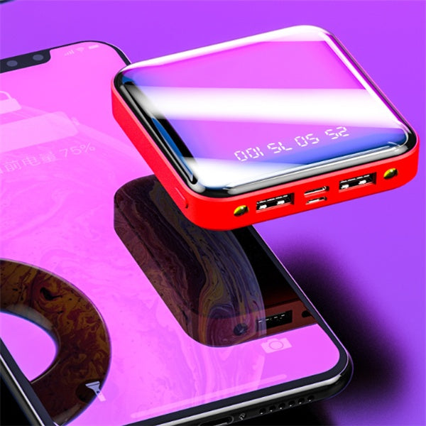 Mini Power Bank da 20.000 mAh con display digitale a specchio | Caricabatterie USB portatile compatto con più uscite