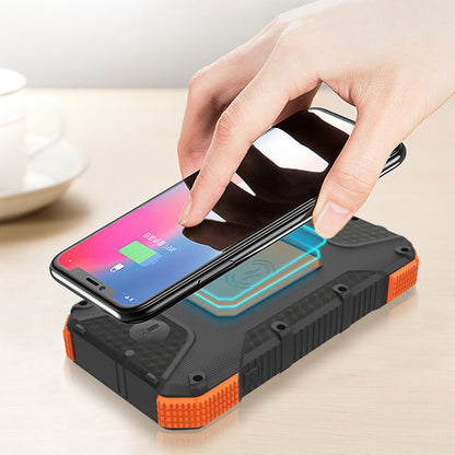 Power Bank solare con bussola e ricarica rapida | 20.000–26.800 mAh | Batteria esterna ad alta resistenza per campeggio ed emergenze
