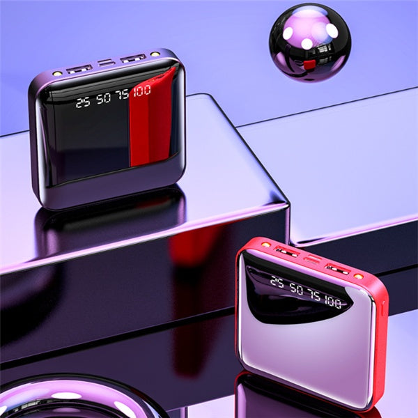 Mini Power Bank da 20.000 mAh con display digitale a specchio | Caricabatterie USB portatile compatto con più uscite