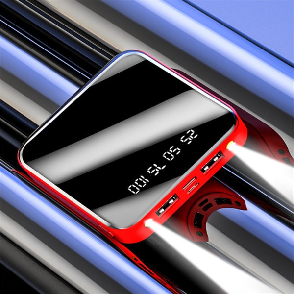 Mini Power Bank da 20.000 mAh con display digitale a specchio | Caricabatterie USB portatile compatto con più uscite