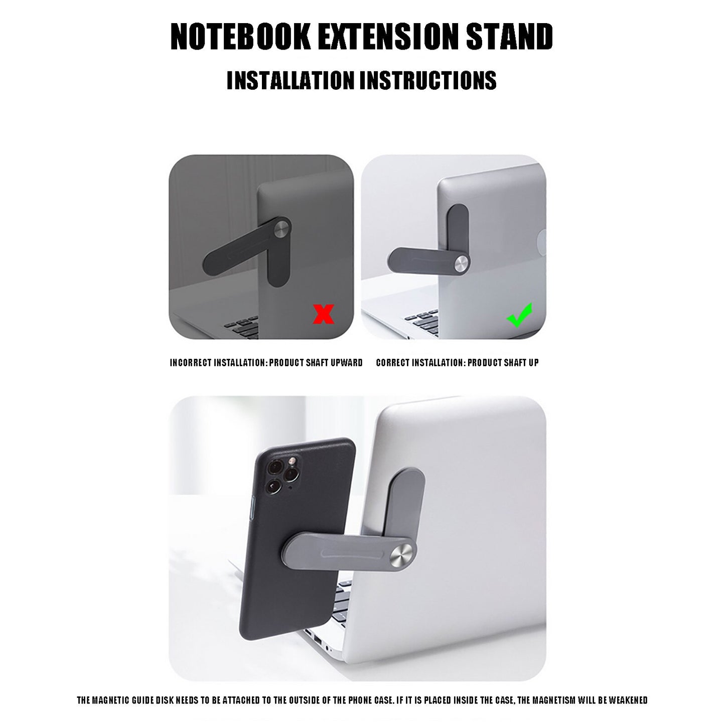 Supporto laterale estensibile per telefono cellulare – Clip portatile per laptop | Supporto pieghevole e ultraleggero