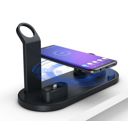 Stazione di ricarica rapida 4 in 1 | Dock per iPhone, AirPods e Smartwatch con ricarica wireless da 10 W
