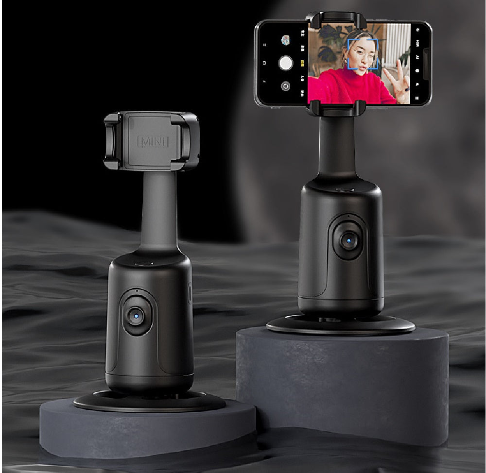Gimbal intelligente a 360° con tracciamento facciale AI: supporto automatico per cellulare senza app, ideale per vlog, streaming live e video 