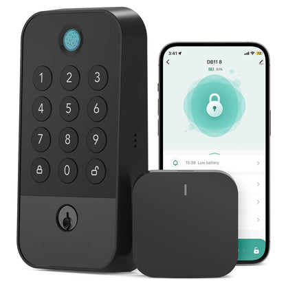 Serratura intelligente Wi-Fi + Bluetooth con impronta digitale, tastiera e app | Blocco automatico, accesso 5 in 1, compatibile con Alexa/Google