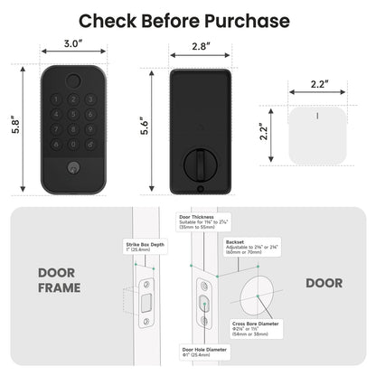 Serratura intelligente Wi-Fi + Bluetooth con impronta digitale, tastiera e app | Blocco automatico, accesso 5 in 1, compatibile con Alexa/Google