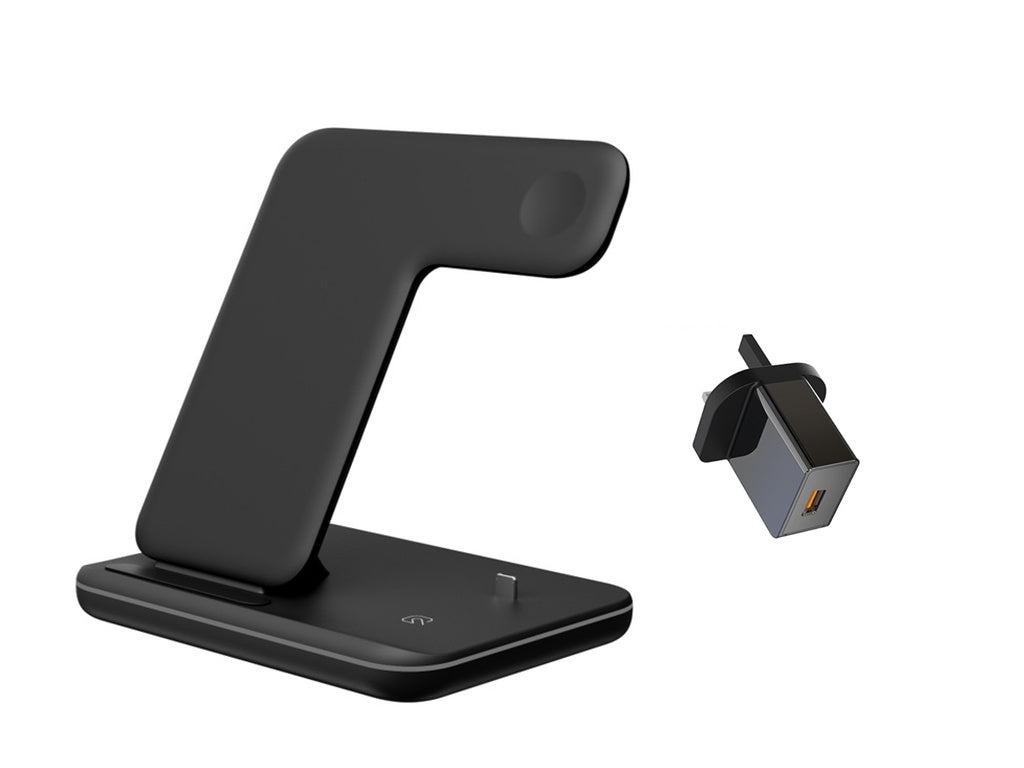 Caricabatterie wireless 3 in 1 per cellulare, smartwatch e cuffie | Supporto di ricarica rapida con luce intelligente - Compatibile con Apple e Android