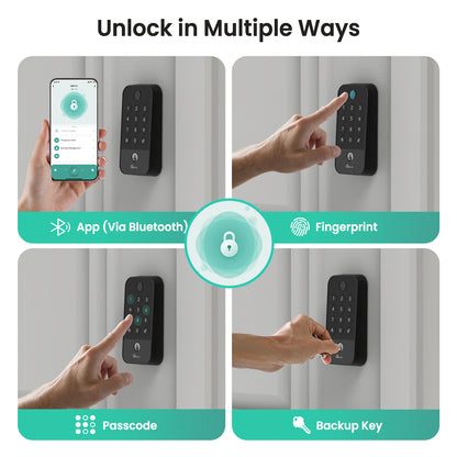 Serratura intelligente Wi-Fi + Bluetooth con impronta digitale, tastiera e app | Blocco automatico, accesso 5 in 1, compatibile con Alexa/Google