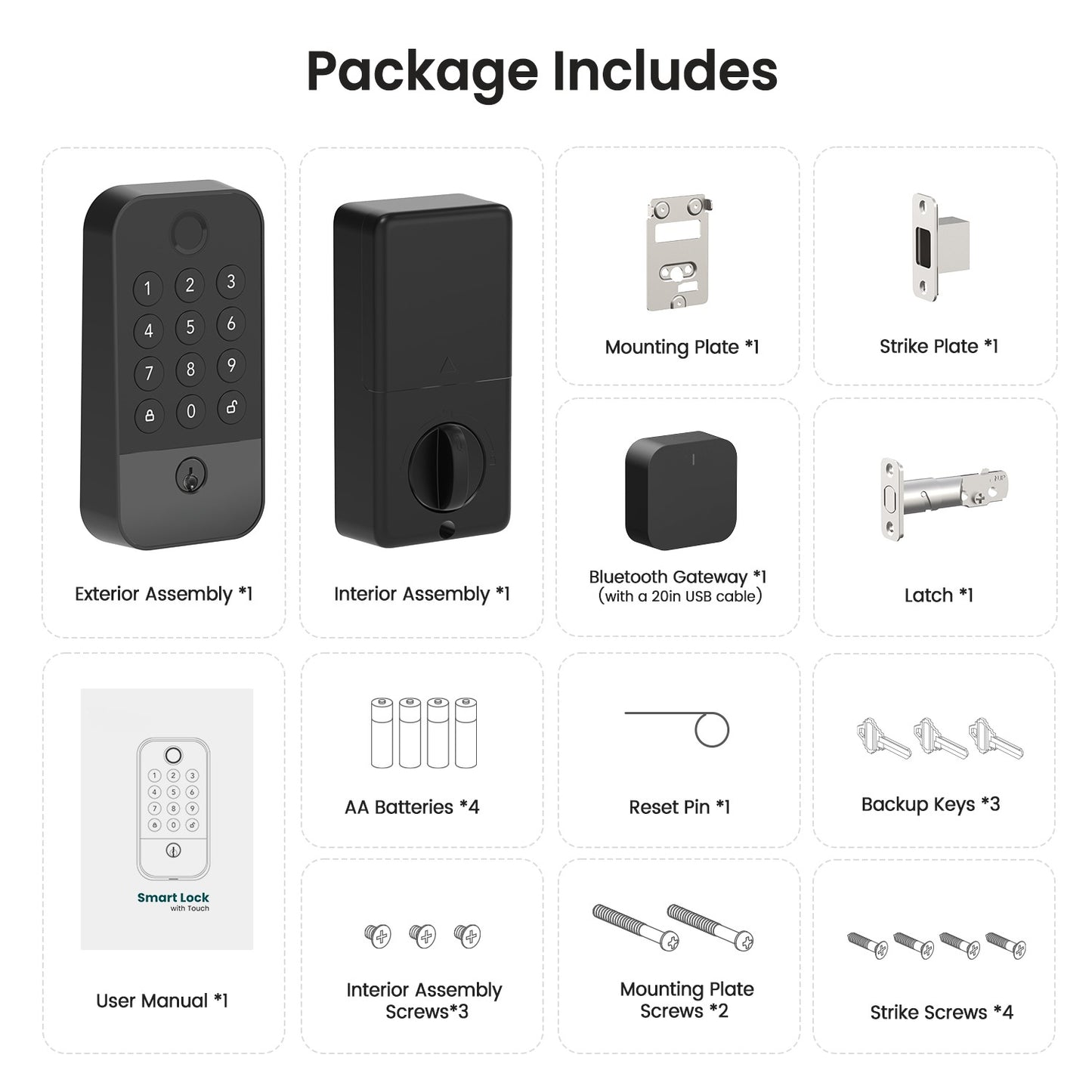 Serratura intelligente Wi-Fi + Bluetooth con impronta digitale, tastiera e app | Blocco automatico, accesso 5 in 1, compatibile con Alexa/Google