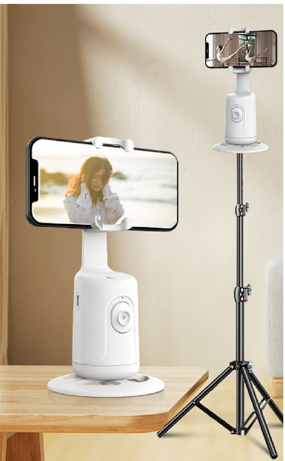 Gimbal intelligente a 360° con tracciamento facciale AI: supporto automatico per cellulare senza app, ideale per vlog, streaming live e video 