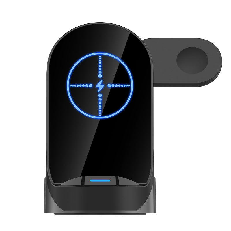 Caricabatterie wireless pieghevole 3 in 1 da 15 W | Supporto verticale per telefono, orologio e cuffie | Ricarica rapida USB-C