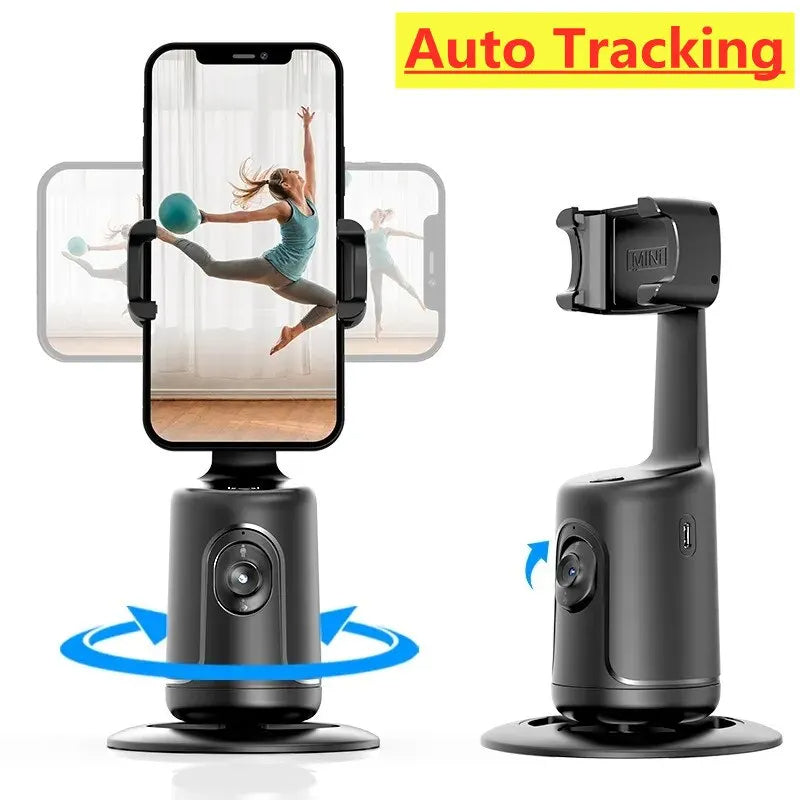 Gimbal intelligente a 360° con tracciamento facciale AI: supporto automatico per cellulare senza app, ideale per vlog, streaming live e video 